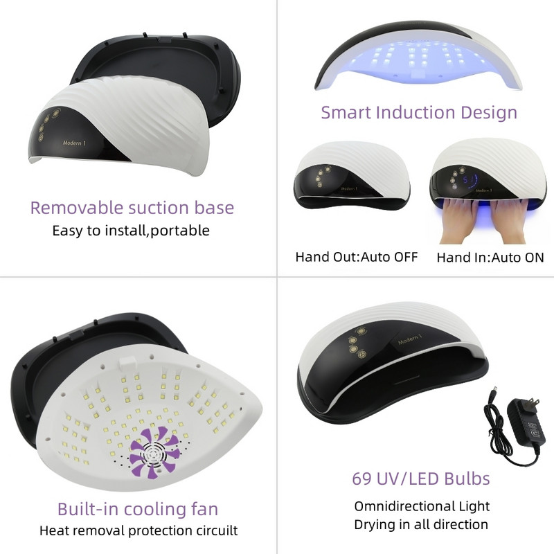 Új modern 1 db UV LED lámpák kettős kézhez Nail Art 69 LED géllakk kötő köröm lámpák manikűr szárító
