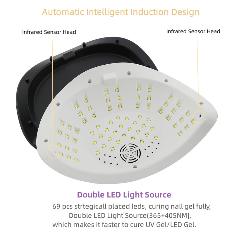 Új modern 1 db UV LED lámpák kettős kézhez Nail Art 69 LED géllakk kötő köröm lámpák manikűr szárító