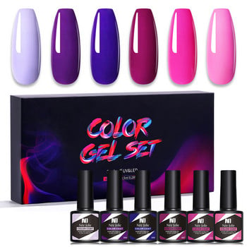 6 τμχ Σετ Gel βερνίκι νυχιών 8,5 ml Μανικιούρ Soak Off UV LED Semi Permanent Nails Gel Varnishes Kit For Nail Art Design With Gift Box