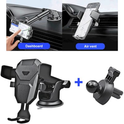 Suport pentru telefon mobil pentru tabloul de bord al mașinii Suport universal pentru telefon mobil Suport auto pentru ventilație Suport GPS pentru iPhone Samsung