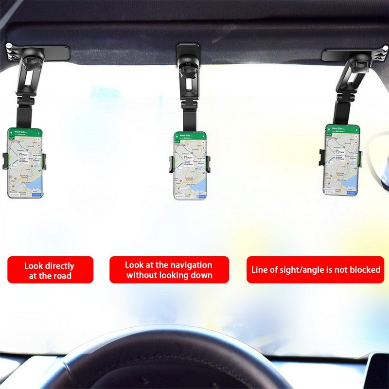 Univerzalni auto držač za telefon Retrovizor u automobilu/sunčanik Stezaljka za držač za telefon Rotacija od 1080 Univerzalni stalak za mobitel