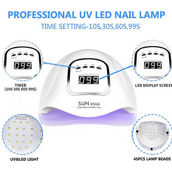 SUN X5 MAX Професионална сушилня за нокти UV LED лампа за нокти с LCD дисплей 4 таймера Лампа за сушене на гел лак Инструмент за маникюр и педикюр