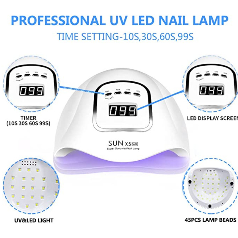 SUN X5 MAX professzionális körömszárító UV LED körömlámpa LCD kijelzővel 4 időzítő géllakk szárító lámpa manikűr pedikűr szalon eszköz