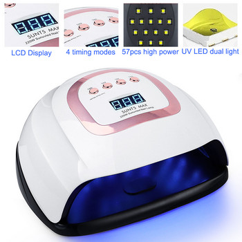 Лампа за сушене на нокти 57LEDs UV сушилня за нокти за сушене на гел лак със сензор за движение Професионална LED лампа за салон за маникюр