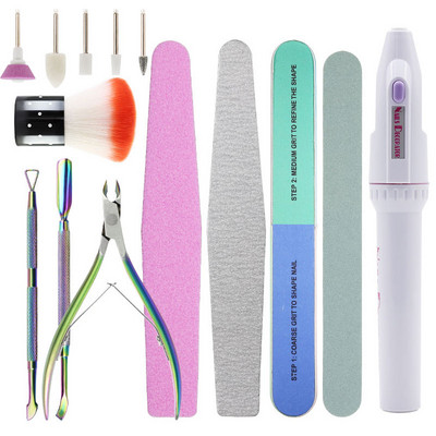 Set de manichiură Arte Clavo Instrumente pentru arta unghiilor Bandă de șlefuit Foarfece pentru piele moartă Dispozitiv de îndepărtare a unghiilor Pilă perie de praf Mașină electrică de găurit unghii