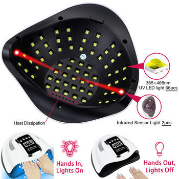 66LEDs Високомощна UV LED лампа за нокти за бързо съхнене на гел лак за нокти Преносим дизайн с интелигентен сензор Лампа за изсушаване на нокти