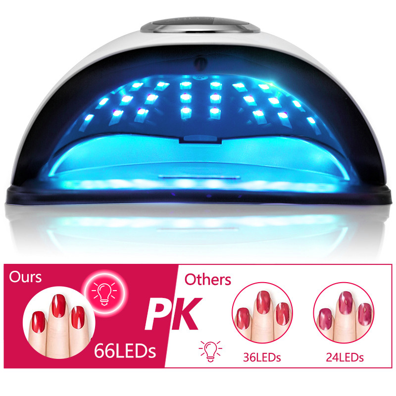 66 LED-es nagy teljesítményű UV LED körömlámpa a gyorsan száradó köröm géllakk hordozható kiviteléhez intelligens szenzoros körömszárító-szárító lámpával