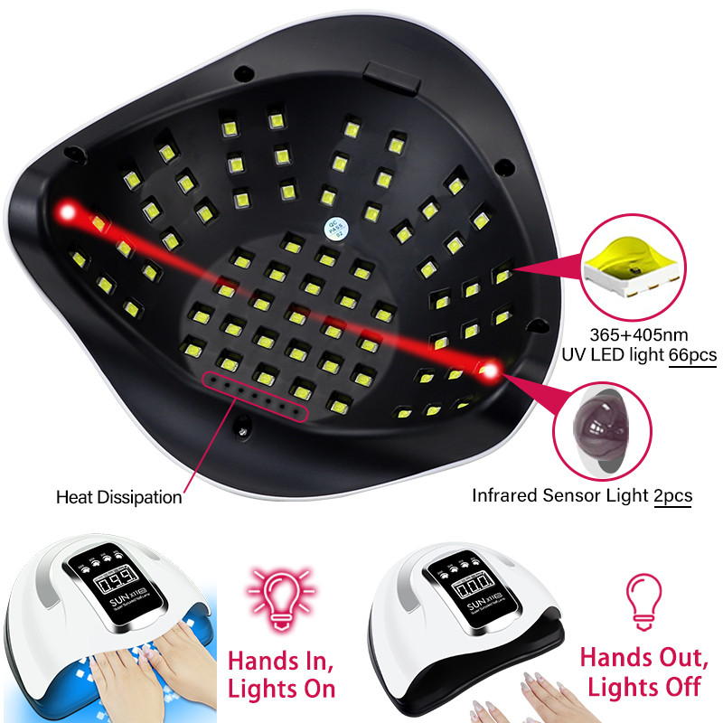 66 LED-es nagy teljesítményű UV LED körömlámpa a gyorsan száradó köröm géllakk hordozható kiviteléhez intelligens szenzoros körömszárító-szárító lámpával