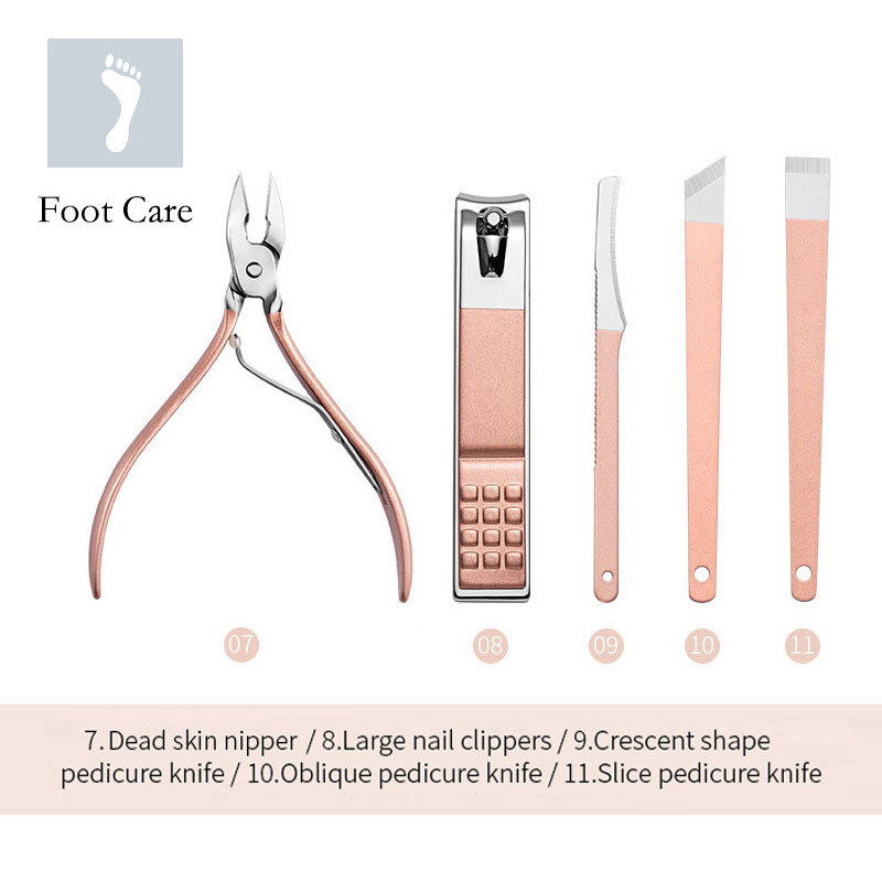 7-18 vnt Manikiūro rinkinys Nagų kirpimo mašinėlė Profesionalus pedikiūro žirklių rinkinys Asmeninės priežiūros rinkinys Nerūdijančio plieno žnyplės nagų kirpimo įrankiai