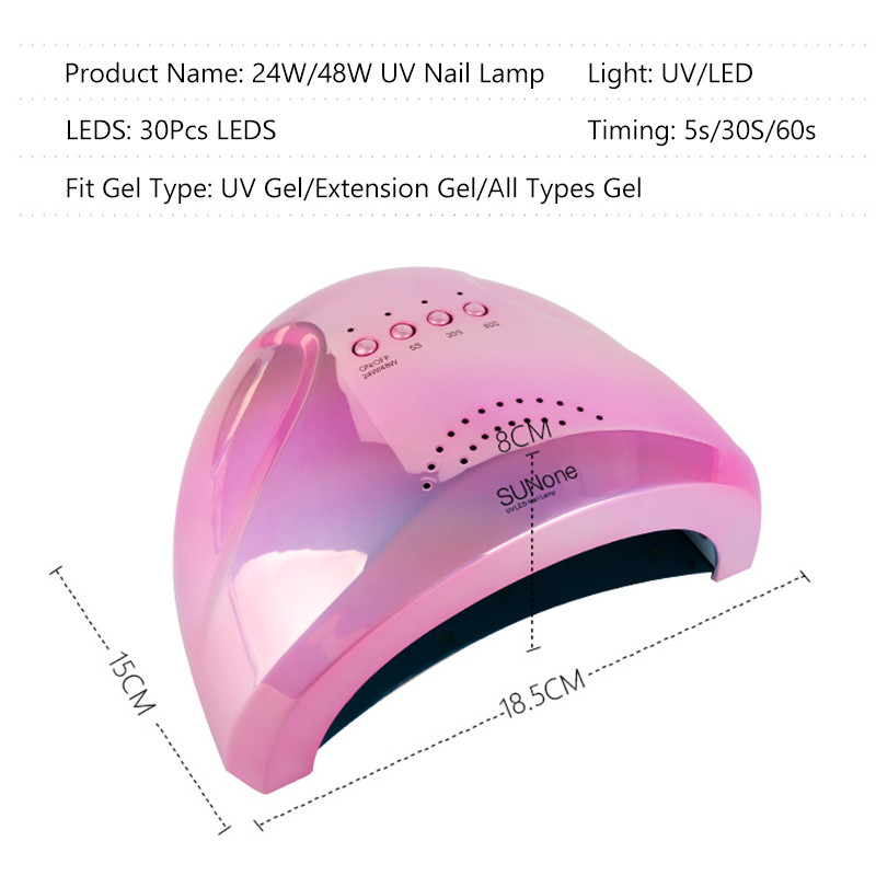 SUNone Professional UV LED nagų lempa 48W LED nagų džiovintuvas balta pusiau nuolatinė nagų lempa manikiūro mašinai salono nagų įrankiams
