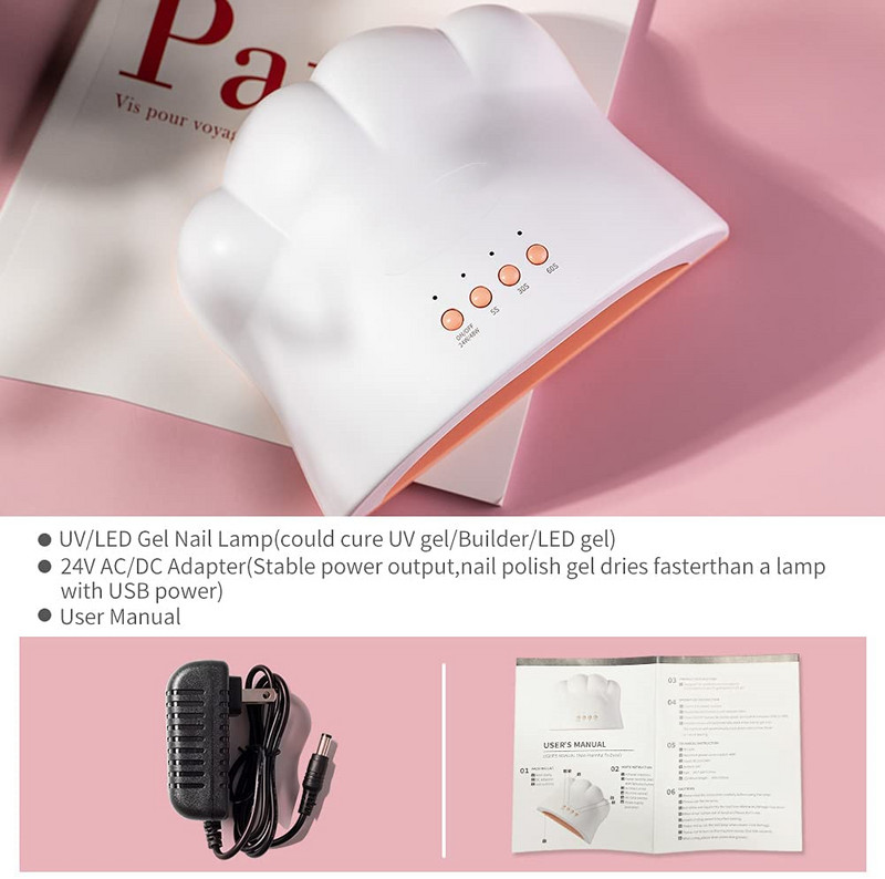 48W slatka UV LED svjetiljka za nokte Sušilo za nokte u obliku mačje šape s 3 mjerača vremena Svjetlo za gel lak za nokte Kućni salon Manikura Oprema za nokte