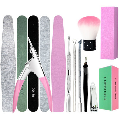 Kit de manichiură Dispozitiv de tăiat unghii Gel acrilic Cutter francez pentru unghii false Kit de tăiere cu filet cu Kit de împingere a cuticulelor Instrumente de manichiură acrilice