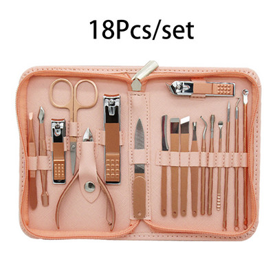 9/18Pcs/Set Set za manikuru Škare za nokte Komplet za pedikuru od nehrđajućeg čelika Kompleti za profesionalnu manikuru Alati za njegu noktiju