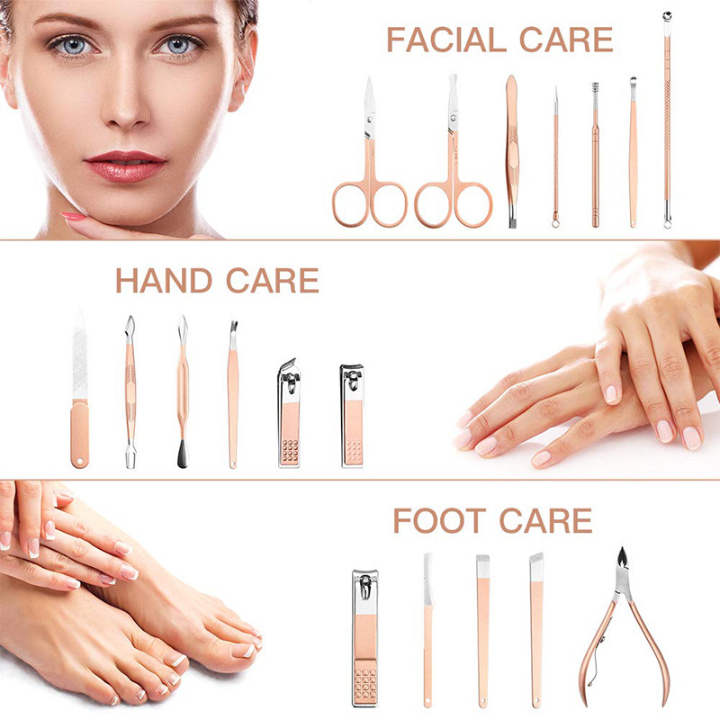 9/18Pcs/Set Set za manikuru Škare za nokte Komplet za pedikuru od nehrđajućeg čelika Kompleti za profesionalnu manikuru Alati za njegu noktiju