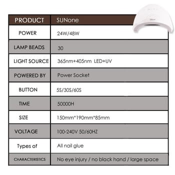 30 мъниста 48W SUNone UV лампа Сушилня за гел лак за нокти LED бяла светлина Лек за нокти Машина за маникюр Лампа за ВСИЧКИ инструменти за ноктопластика с гел