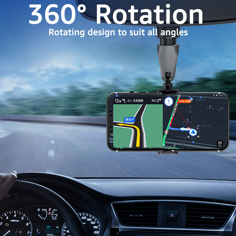 Untoom automobilski retrovizor, držač za telefon, stalak, višenamjenski rotirajući nosač za automobil za 360 stupnjeva, nosač za mobitel za automobil