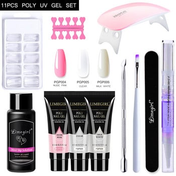 Σετ νυχιών Limegirl UV LED Lamp Dryer With Poly UVGel Nail Gel Polish Kit Soak Off Σετ μανικιούρ ηλεκτρικό σετ εργαλείων νυχιών τρυπάνι νυχιών