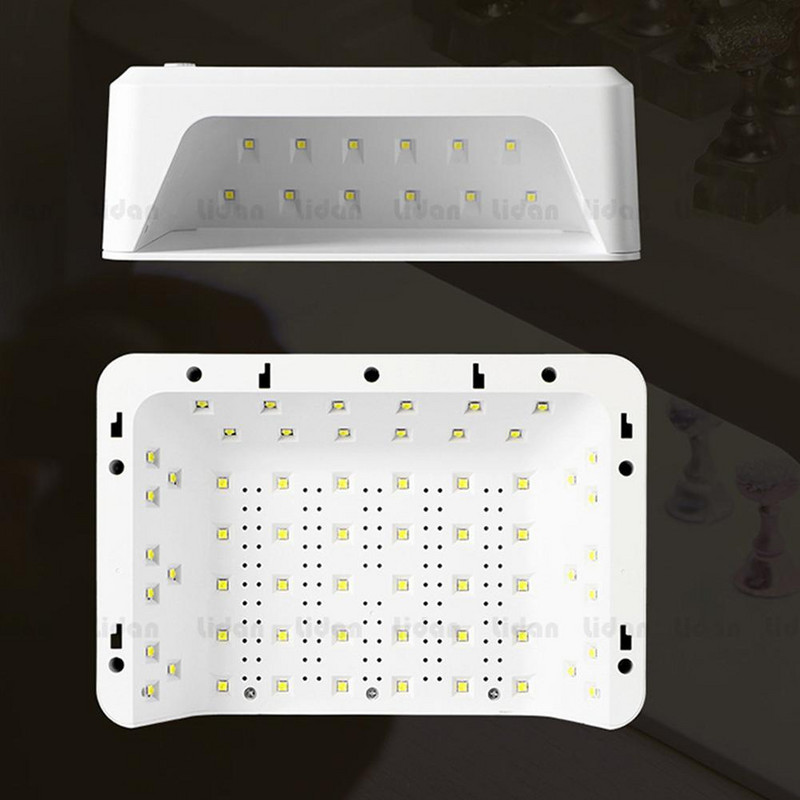60 LED-es körömlámpa kézi párna, nagy kapacitású, helyben hordozható 72 W-os, nagy teljesítményű professzionális körömszárító géllakkhoz