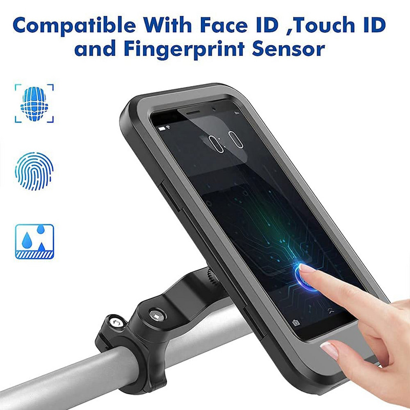 Untoom ūdensnecaurlaidīgs velosipēda tālruņa turētājs velosipēda stūres mobilā tālruņa statīvs ūdensnecaurlaidīgs tālruņa korpuss motocikla motorolleram