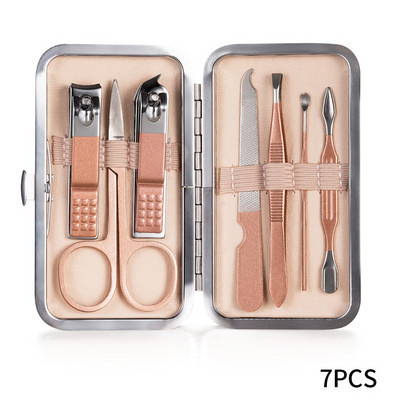 Set de instrumente de manichiură inoxidabil Curcubeu, cu tăietor de unghii, foarfece pentru urechi, linguriță, instrumente de tăiat, set de pedichiură, set de tăietoare de unghii, machiaj