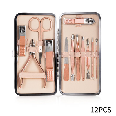 Set de instrumente de manichiură inoxidabil Curcubeu, cu tăietor de unghii, foarfece pentru urechi, linguriță, instrumente de tăiat, set de pedichiură, set de tăietoare de unghii, machiaj