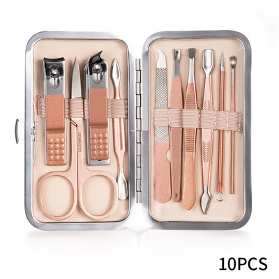 Set de instrumente de manichiură inoxidabil Curcubeu, cu tăietor de unghii, foarfece pentru urechi, linguriță, instrumente de tăiat, set de pedichiură, set de tăietoare de unghii, machiaj