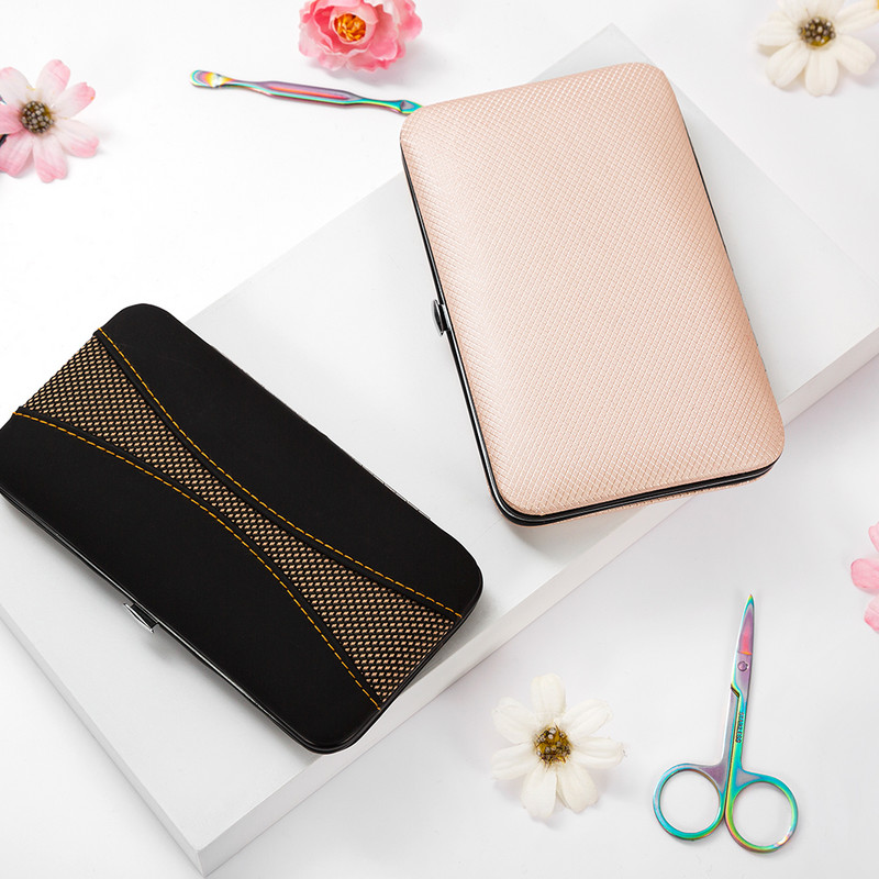 Set de instrumente de manichiură inoxidabil Curcubeu, cu tăietor de unghii, foarfece pentru urechi, linguriță, instrumente de tăiat, set de pedichiură, set de tăietoare de unghii, machiaj