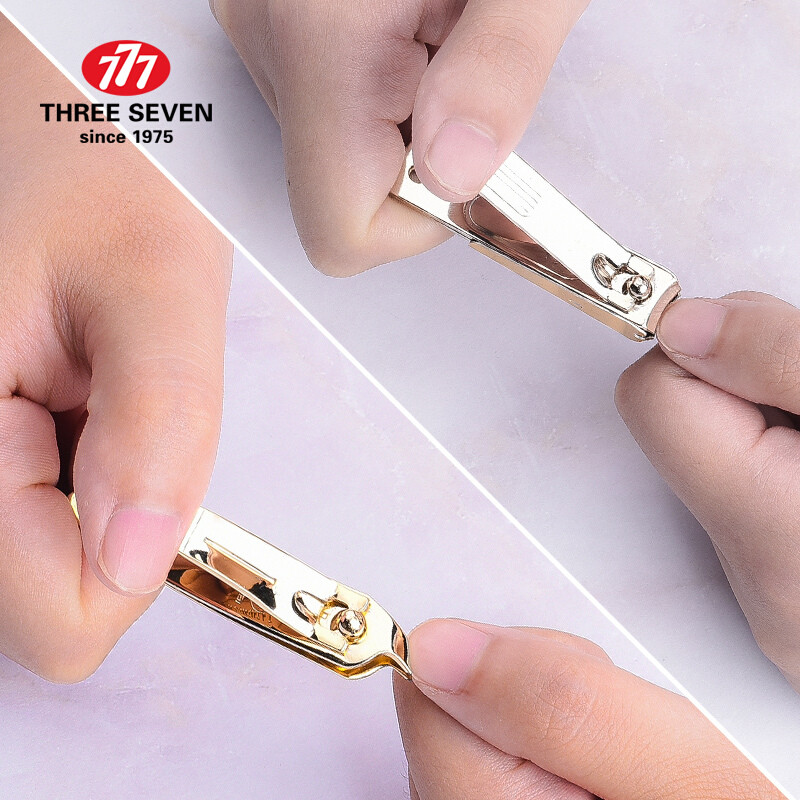 TRYS SEPTYNI/777 6vnt. Prabangus manikiūro nagų kirpimo mašinėlių rinkinys 14K paauksuotas profesionalios pedikiūro priežiūros priemonės Dovanos