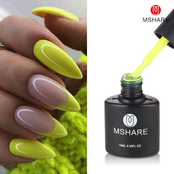 MSHARE Комплект комплекти гел лак за нокти 6 цвята Glitter Semi Permanent Hybrid Gel Varnish Base Top Coat Soak Off UV LED Nail Art