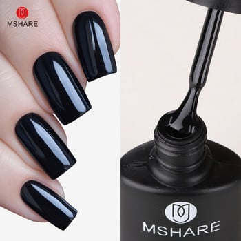 MSHARE Комплект комплекти гел лак за нокти 6 цвята Glitter Semi Permanent Hybrid Gel Varnish Base Top Coat Soak Off UV LED Nail Art