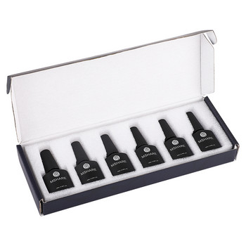 MSHARE Комплект комплекти гел лак за нокти 6 цвята Glitter Semi Permanent Hybrid Gel Varnish Base Top Coat Soak Off UV LED Nail Art