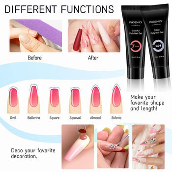 Poly Nail Gel Σετ Επέκτασης Νυχιών UV Gel Σετ για δάχτυλα Γαλλικό 15ml Quick Extension Gel Soak Off Nail Art Manicure Gel Varnish