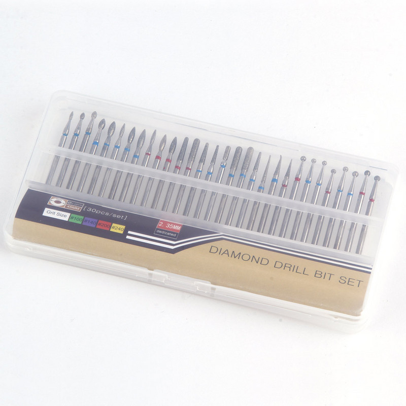 30 buc/lot freze cu diamant pentru aparatul Manciure mașină de frezat burghiu electric pentru unghii burr pile rotative pentru cuticule instrumente pentru unghii