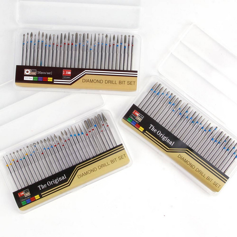 30 buc/lot freze cu diamant pentru aparatul Manciure mașină de frezat burghiu electric pentru unghii burr pile rotative pentru cuticule instrumente pentru unghii