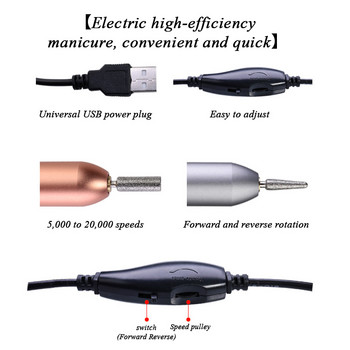 Електрическа машина за пробиване на нокти 20000 RMP Комплект фрези за машина за премахване на гел за маникюр Инструмент за полиране на нокти Инструмент