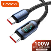 Καλώδιο Toocki Type C έως Type C 100W PD Φορτιστής γρήγορης φόρτισης USB C σε USB C Καλώδιο οθόνης για Xiaomi POCO f3 Realme Macbook iPad