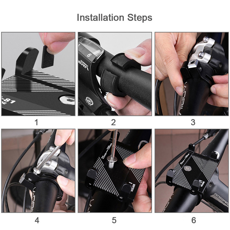 Alumīnija sakausējuma velosipēda tālruņa turētājs motocikla stūres stiprinājums 3,5–6,2 collu viedtālrunim iPhone Xs Max Xr X 8 Samsung Xiaomi