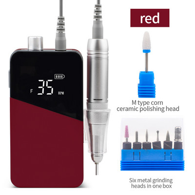 Set de biți pentru mașină de găurit unghii cu baterie electrică portabilă de 35000 rpm pentru kit Pro manichiură pedichiură Dispozitiv electric de șlefuit pentru pile de unghii