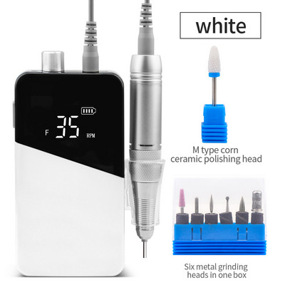 Set de biți pentru mașină de găurit unghii cu baterie electrică portabilă de 35000 rpm pentru kit Pro manichiură pedichiură Dispozitiv electric de șlefuit pentru pile de unghii