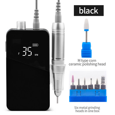 Set de biți pentru mașină de găurit unghii cu baterie electrică portabilă de 35000 rpm pentru kit Pro manichiură pedichiură Dispozitiv electric de șlefuit pentru pile de unghii