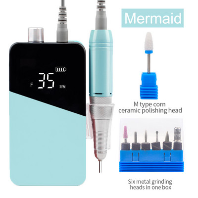 Set de biți pentru mașină de găurit unghii cu baterie electrică portabilă de 35000 rpm pentru kit Pro manichiură pedichiură Dispozitiv electric de șlefuit pentru pile de unghii