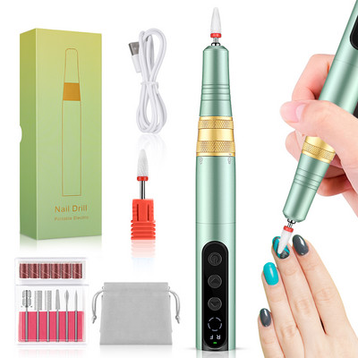 INBUTY 35000RPM Mașină de găurit unghii Reîncărcabilă pentru manichiură Unghii acrilice Lac cu gel Pile de frezare profesionale pentru unghii Instrument de salon