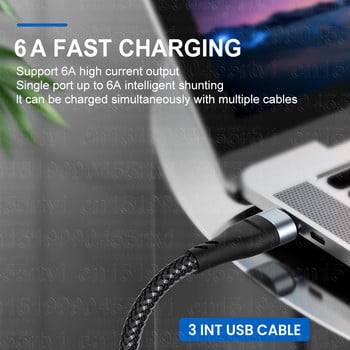 6A 3 в 1 SuperCharging кабел Micro USB Type-C бързо зарядно устройство Micro USB Type-C кабел за данни за iPhone 14 13 Samsung Xiaomi Huawei
