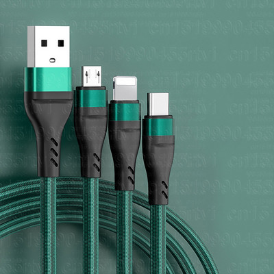 6A 3 az 1-ben SuperCharging kábel Micro USB Type-C gyorstöltő Micro USB Type-C adatkábel iPhone 14 13 Samsung Xiaomi Huawei telefonhoz