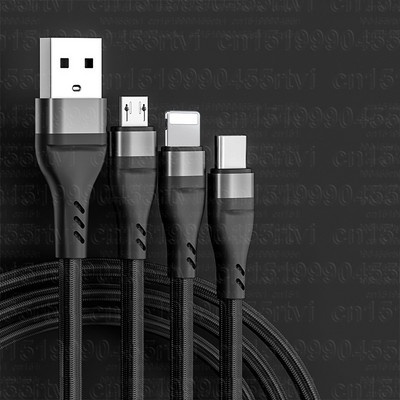 6A 3 az 1-ben SuperCharging kábel Micro USB Type-C gyorstöltő Micro USB Type-C adatkábel iPhone 14 13 Samsung Xiaomi Huawei telefonhoz
