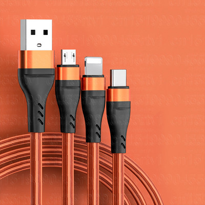 6A 3 az 1-ben SuperCharging kábel Micro USB Type-C gyorstöltő Micro USB Type-C adatkábel iPhone 14 13 Samsung Xiaomi Huawei telefonhoz