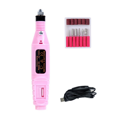 Mașină electrică de găurit unghii 20000 RPM Set de mașini de manichiură cu freza de freza de încărcare USB pentru pile de unghii pentru manichiură Instrumente de pedichiură