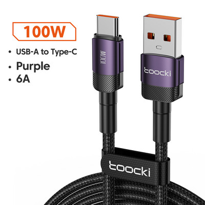Cablu USB C Toocki 100W Tip C Cablu de încărcare rapidă pentru Huawei P50 P40 P30 Pro Xiaomi Realme POCO 5A Cablu de date USB C Cablu tip C