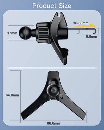 Untoom 17mm Ball Head Στήριγμα τηλεφώνου αυτοκινήτου Κλιπ εξαερισμού αυτοκινήτου Γενική μαγνητική βάση στήριξης τηλεφώνου αυτοκινήτου Gravity Car Στήριγμα κινητού τηλεφώνου