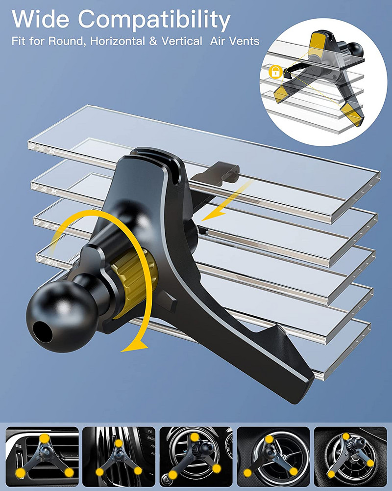 Untoom 17 mm lodveida galvas automašīnas tālruņa turētājs automašīnas gaisa ventilācijas klipsi, universāls magnētisks automašīnas tālruņa stiprinājums, Gravity automašīnas mobilā tālruņa kronšteins